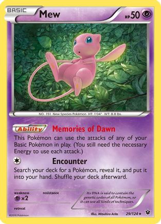 Mew 029/124 - Holofoil XY Fates Collide - Holo Rare