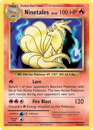 Ninetales 015/108 - Reverse Holofoil XY Evolutions - Holo Rare