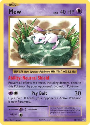 Mew 053/108 - Reverse Holofoil XY Evolutions - Holo Rare