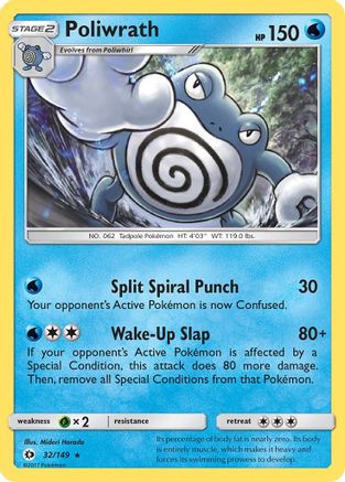 Poliwrath 032/149 - Holofoil SM Base Set - Holo Rare