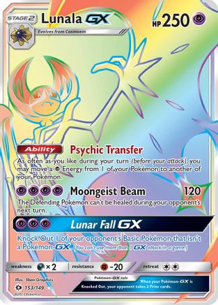 Lunala GX (Secret) 153 - Holofoil SM Base Set - Secret Rare