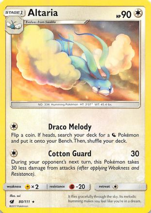 Altaria 080/111 - Reverse Holofoil SM Crimson Invasion - Rare