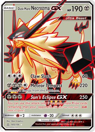 Dusk Mane Necrozma GX (Full Art) 145 - Holofoil SM Ultra Prism - Ultra Rare