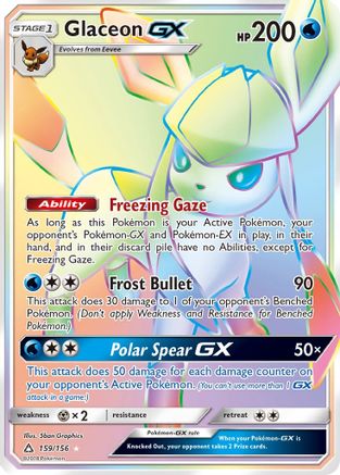 Glaceon GX (Secret Rare) 159 - Holofoil SM Ultra Prism - Secret Rare