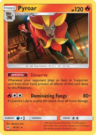 Pyroar 019 - Reverse Holofoil SM Forbidden Light - Holo Rare