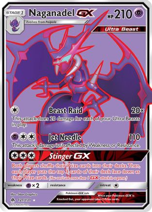 Naganadel GX (Full Art) 121 - Holofoil SM Forbidden Light - Ultra Rare