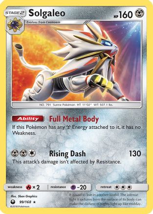 Solgaleo 099/168 - Holofoil SM Celestial Storm - Holo Rare