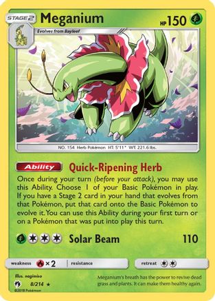 Meganium 008/214 - Reverse Holofoil SM Lost Thunder - Holo Rare