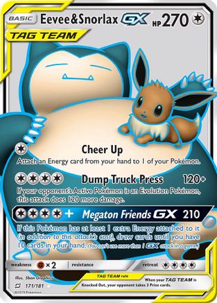 Eevee & Snorlax GX (Full Art) 171 - Holofoil SM Team Up - Ultra Rare