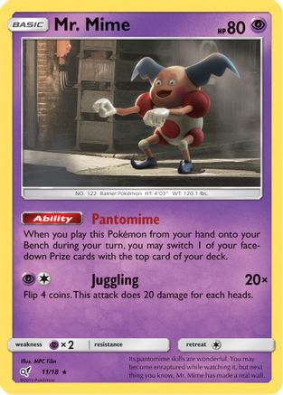 Mr. Mime 011/18 - Holofoil Detective Pikachu - Rare