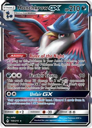 Honchkrow GX 109/214 - Holofoil SM Unbroken Bonds - Ultra Rare