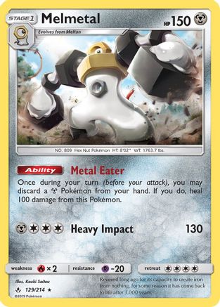 Melmetal 129/214 - Reverse Holofoil SM Unbroken Bonds - Holo Rare