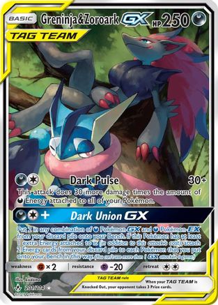 Greninja & Zoroark GX (201) (Alternate Full Art) 201/214 - Holofoil SM Unbroken Bonds - Ultra Rare