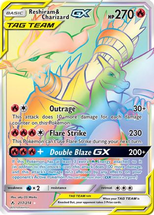 Reshiram & Charizard GX (Secret) 217 - Holofoil SM Unbroken Bonds - Secret Rare