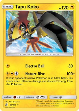 Tapu Koko 069 - Reverse Holofoil SM Unified Minds - Holo Rare