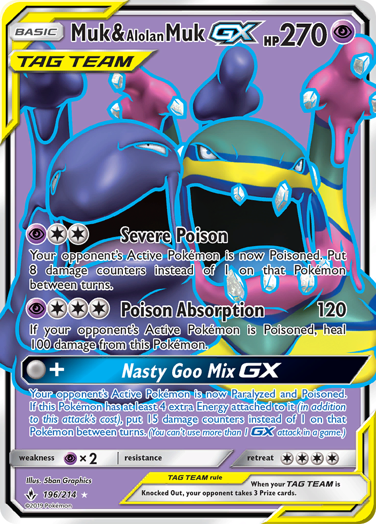 Muk & Alolan Muk GX (196) (Full Art) 196 - Holofoil SM Unbroken Bonds - Ultra Rare