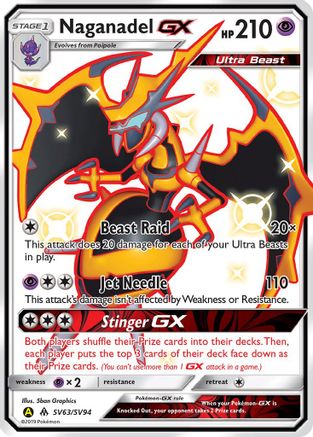 Naganadel GX SV63/SV94 - Holofoil Hidden Fates Shiny Vault - Shiny Holo Rare
