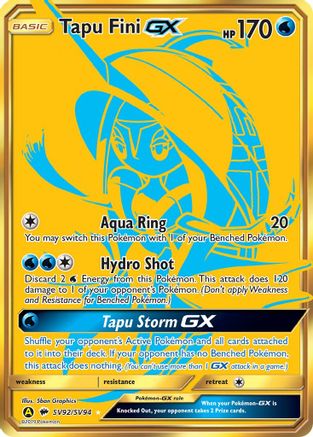 Tapu Fini GX SV92 - Holofoil Hidden Fates Shiny Vault - Shiny Holo Rare