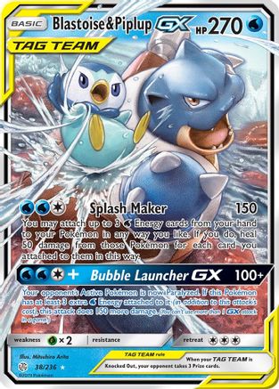 Blastoise & Piplup GX 038/236 - Holofoil SM Cosmic Eclipse - Ultra Rare