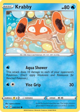 Krabby (042) 042/202 - Reverse Holofoil SWSH01 Sword & Shield Base Set - Common