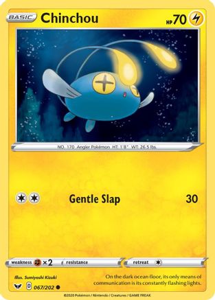 Chinchou (067) 067/202 - Reverse Holofoil SWSH01 Sword & Shield Base Set - Common