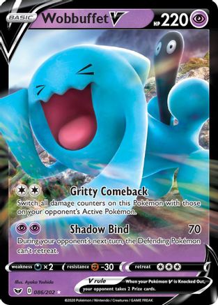 Wobbuffet V 086/202 - Holofoil SWSH01 Sword & Shield Base Set - Ultra Rare