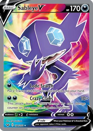 Sableye V (Full Art) 194/202 - Holofoil SWSH01 Sword & Shield Base Set - Ultra Rare