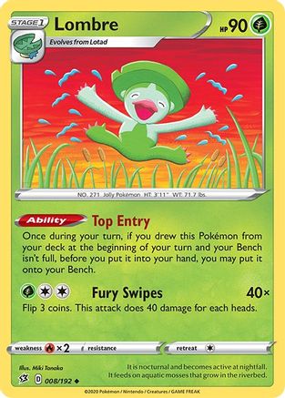 Lombre 008/192 - Reverse Holofoil SWSH02 Rebel Clash - Uncommon