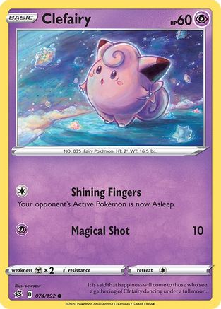Clefairy 074/192 - Reverse Holofoil SWSH02 Rebel Clash - Common