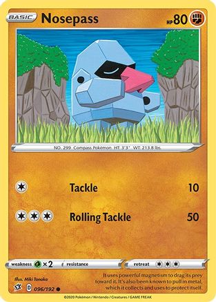 Nosepass 096/192 - Reverse Holofoil SWSH02 Rebel Clash - Common