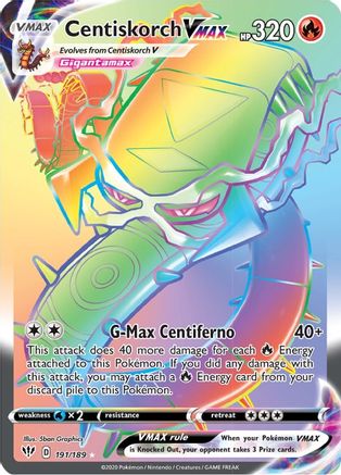 Centiskorch VMAX (Secret) 191/189 - Holofoil SWSH03 Darkness Ablaze - Secret Rare
