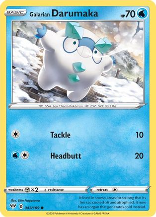 Galarian Darumaka 043/189 - Reverse Holofoil SWSH03 Darkness Ablaze - Common