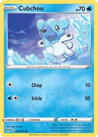 Cubchoo 048/189 SWSH03 Darkness Ablaze - Common