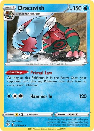 Dracovish 053/189 - Reverse Holofoil SWSH03 Darkness Ablaze - Holo Rare