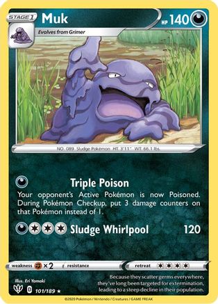 Muk 101/189 - Reverse Holofoil SWSH03 Darkness Ablaze - Rare