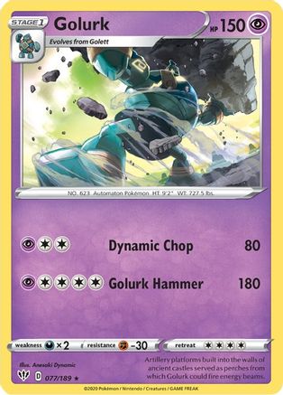 Golurk 077/189 SWSH03 Darkness Ablaze - Rare
