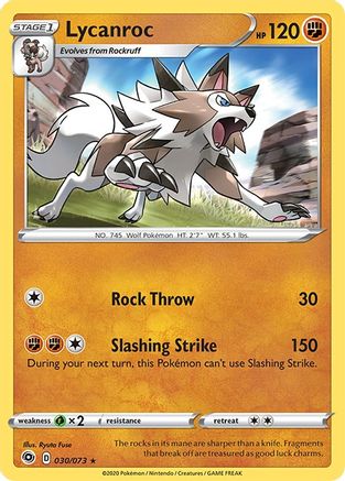 Lycanroc 030/73 - Reverse Holofoil Champions Path - Holo Rare