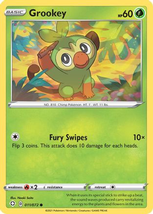Grookey 011/072 - Reverse Holofoil Shining Fates - Common