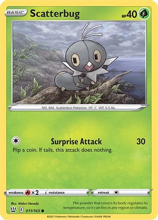 Scatterbug 011/163 - Reverse Holofoil SWSH05 Battle Styles - Common