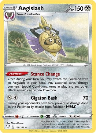 Aegislash (108) 108/163 - Reverse Holofoil SWSH05 Battle Styles - Rare