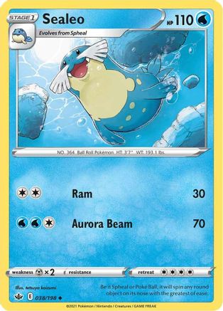 Sealeo 038/198 - Reverse Holofoil SWSH06 Chilling Reign - Uncommon