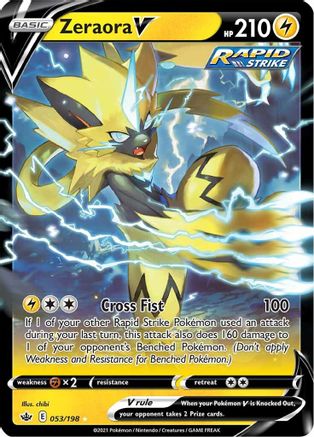 Zeraora V 053/198 - Holofoil SWSH06 Chilling Reign - Ultra Rare