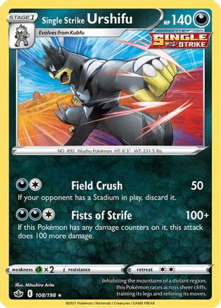 Single Strike Urshifu 108/198 - Holofoil SWSH06 Chilling Reign - Holo Rare