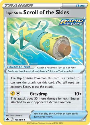 Rapid Strike Scroll of the Skies 151/198 - Reverse Holofoil SWSH06 Chilling Reign - Uncommon