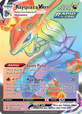 Rayquaza VMAX (Secret) 217/203 - Holofoil SWSH07 Evolving Skies - Secret Rare