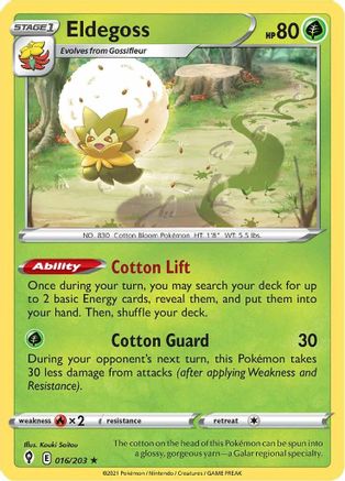 Eldegoss 016/203 - Reverse Holofoil SWSH07 Evolving Skies - Holo Rare