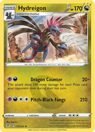 Hydreigon 115/203 - Reverse Holofoil SWSH07 Evolving Skies - Holo Rare