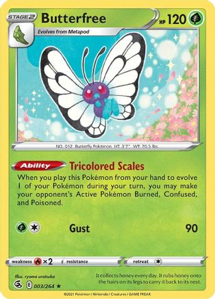Butterfree 003/264 - Reverse Holofoil SWSH08 Fusion Strike - Holo Rare