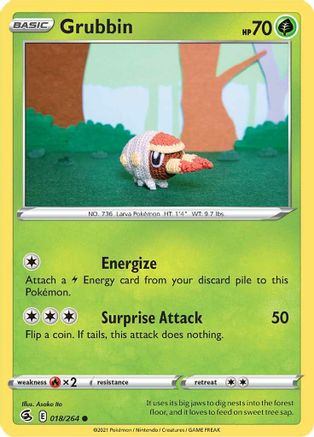 Grubbin 018/264 - Reverse Holofoil SWSH08 Fusion Strike - Common