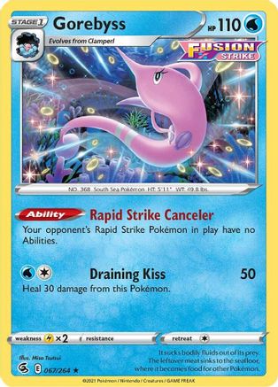 Gorebyss 067/264 - Reverse Holofoil SWSH08 Fusion Strike - Rare